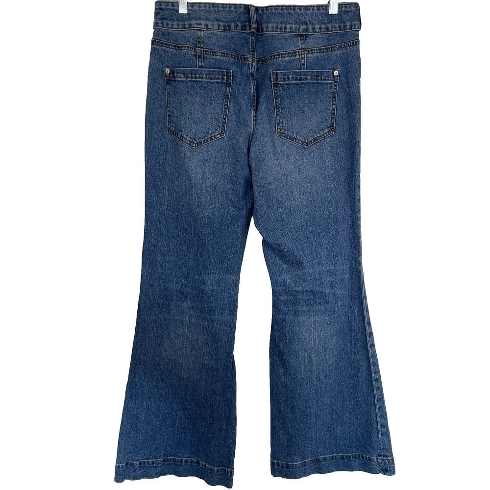 PILCRO Flare Jeans Size 31 Blue High Rise Hippie Bell Bottoms Stretch Festival